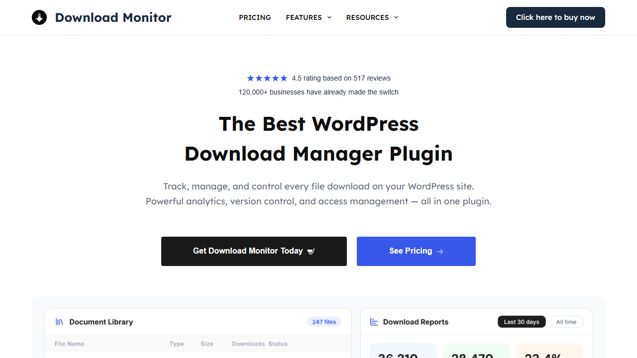 Download Monitor Pro - best WordPress file protection plugins for download tracking and lead gating