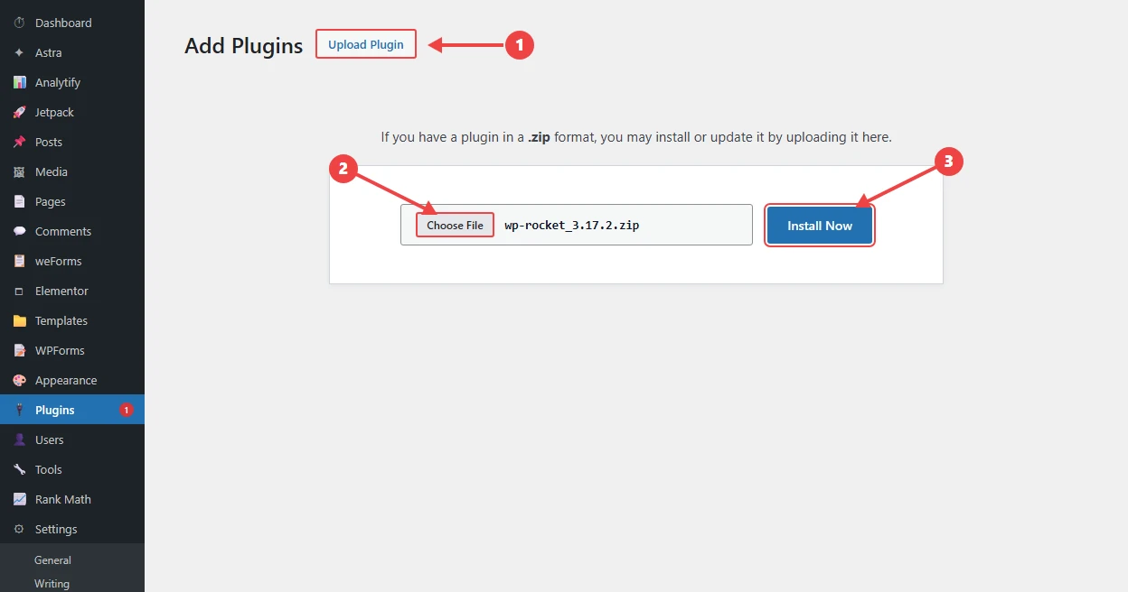 installing wp rocket