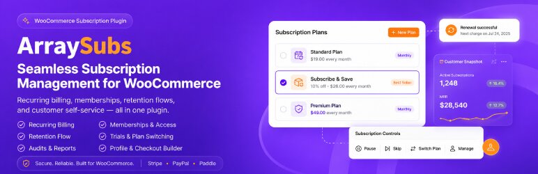 best WooCommerce plugins - ArraySubs